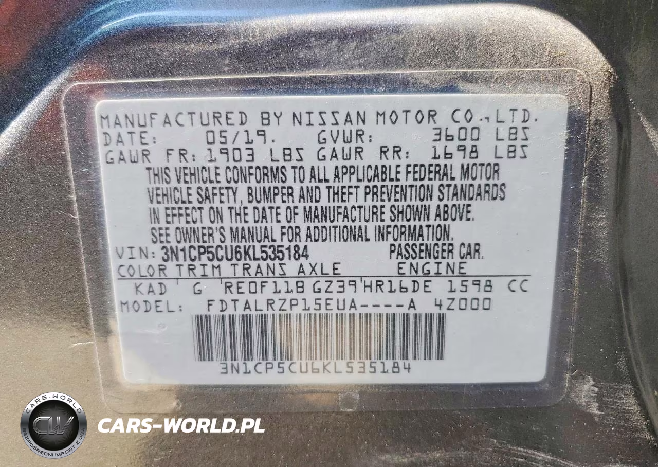 2019 Nissan Kicks S VIN:3N1CP5CU6KL535184 - 13