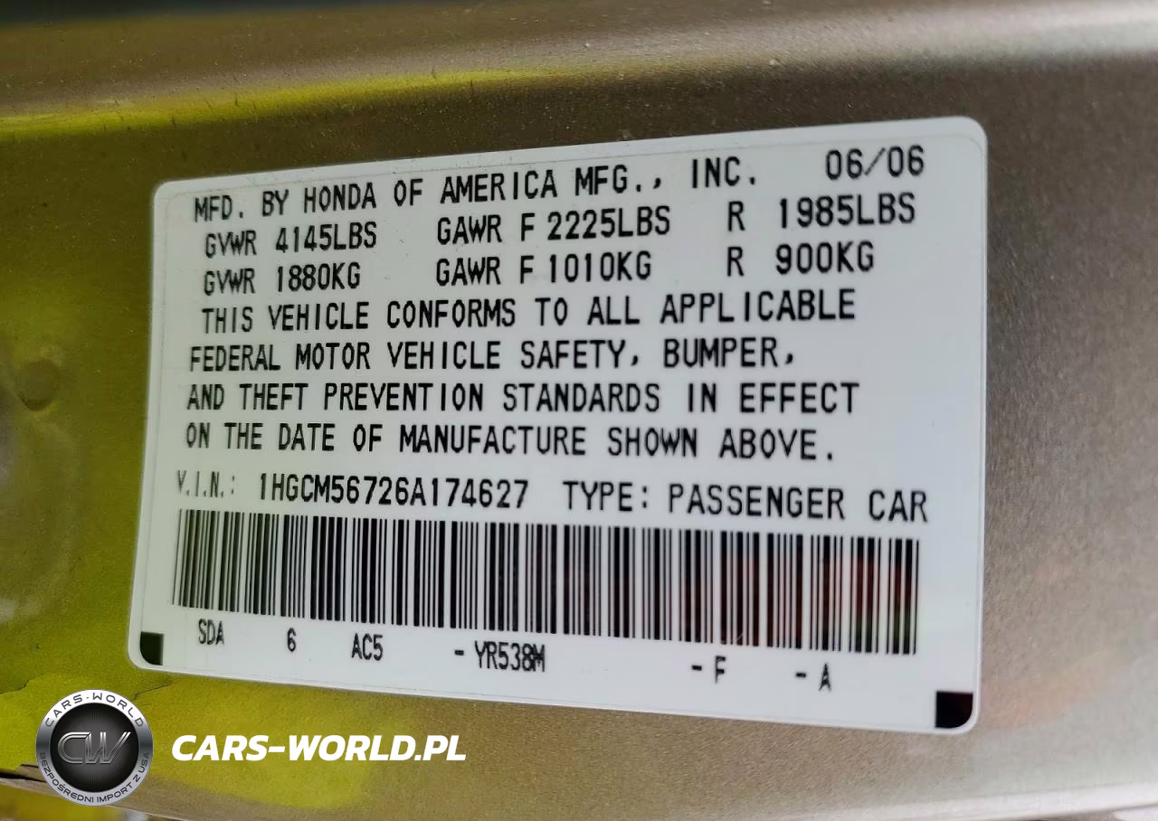 2006 Honda Accord Ex VIN:1HGCM56726A174627 - 12