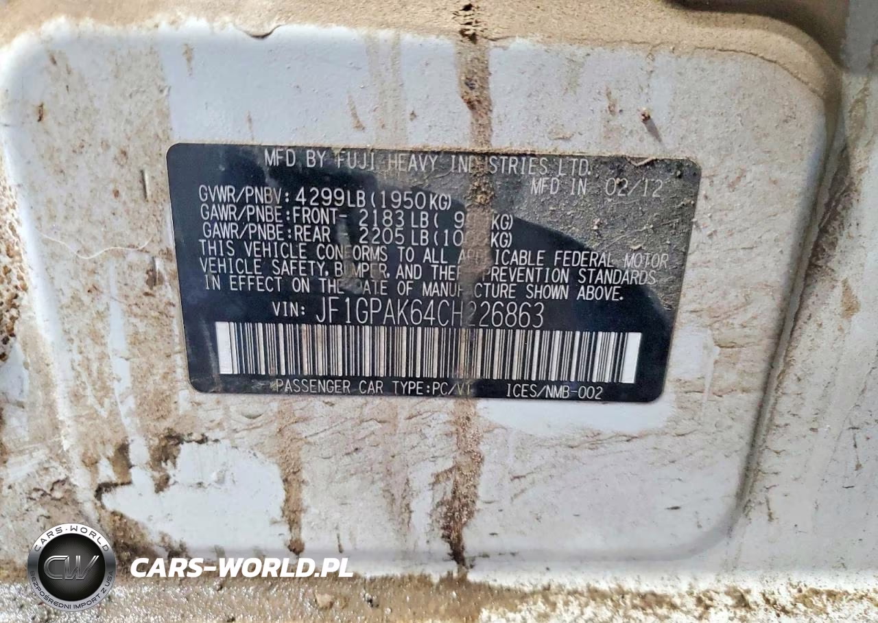 2012 Subaru Impreza Limited VIN:JF1GPAK64CH226863 - 12