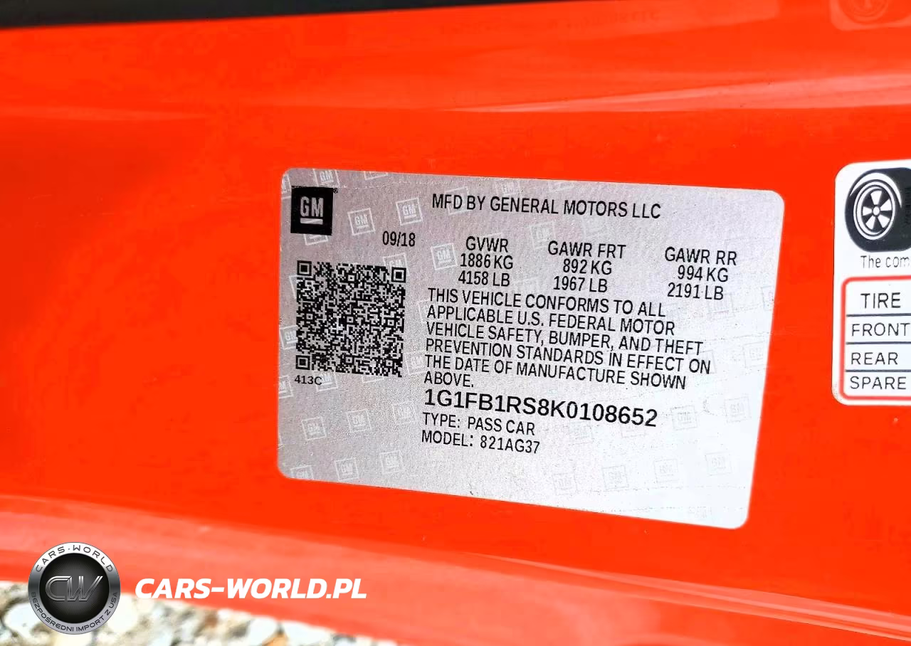 2019 Chevrolet Camaro Ls VIN:1G1FB1RS8K0108652 - 12