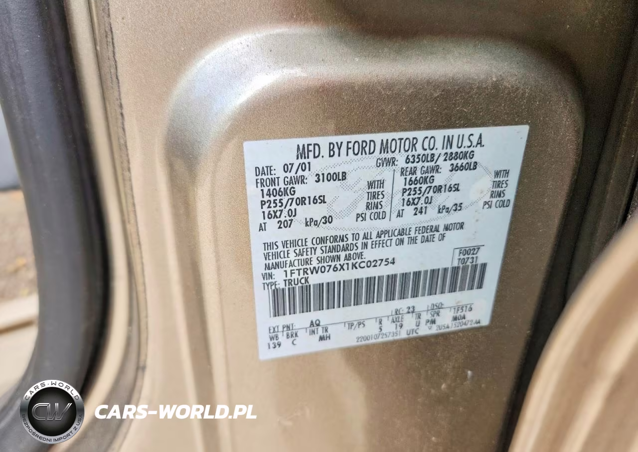 2001 Ford F150 Supercrew VIN:1FTRW076X1KC02754 - 12