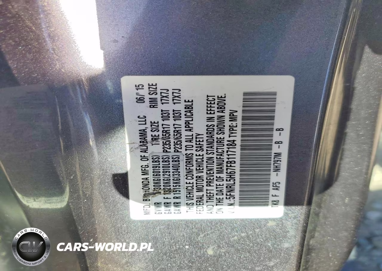 2015 Honda Odyssey Exl VIN:5FNRL5H67FB117184 - 14