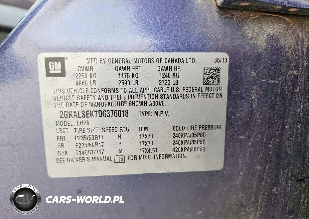 2013 GMC Terrain Sle VIN:2GKALSEK7D6376018 - 14