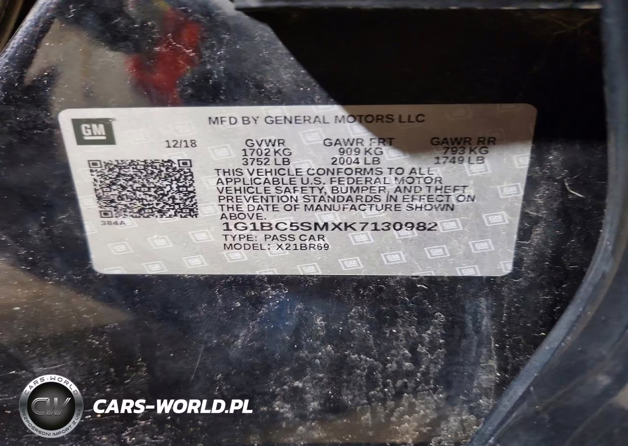 2019 Chevrolet Cruze Ls VIN:1G1BC5SMXK7130982 - 12