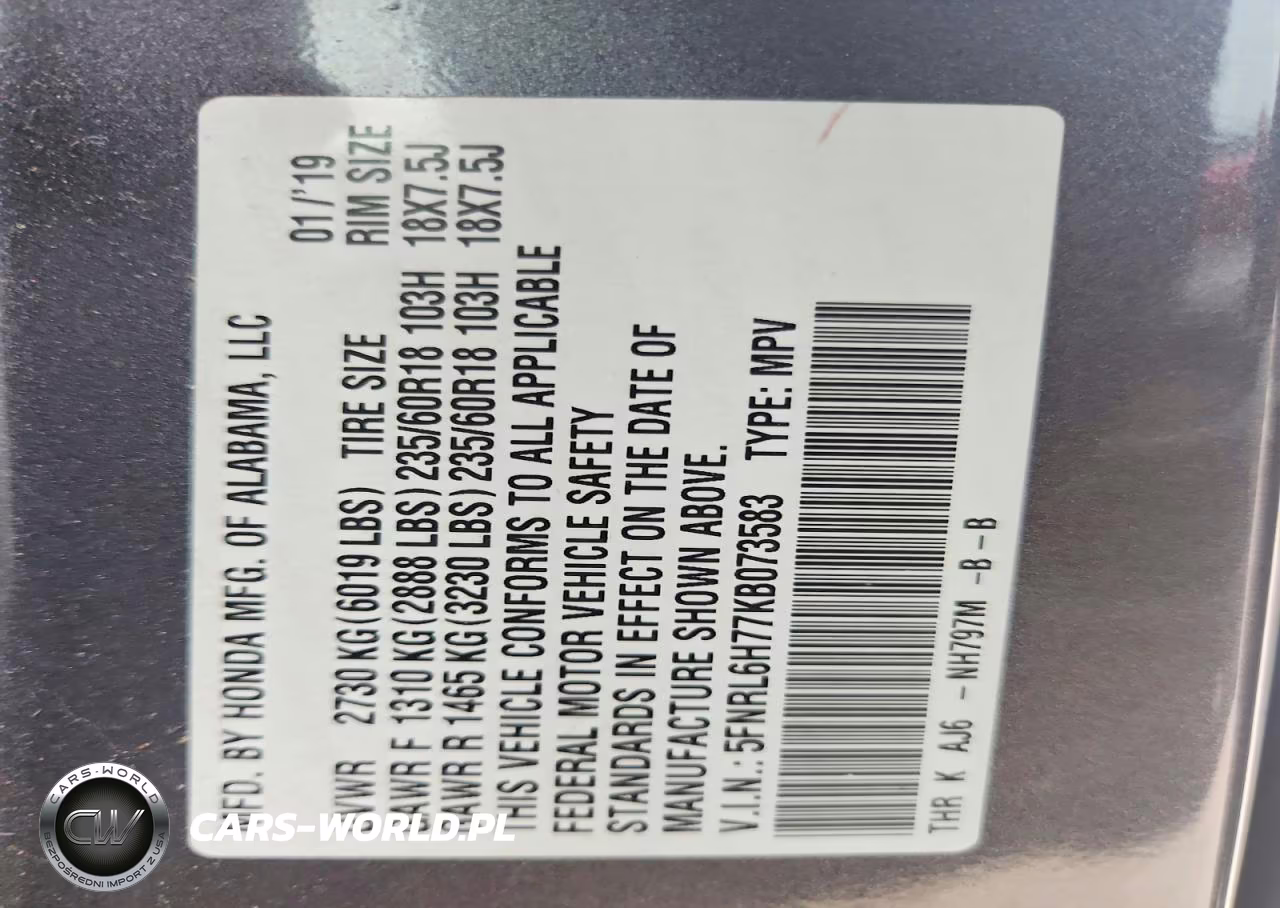 2019 Honda Odyssey VIN:5FNRL6H77KB073583 - 13