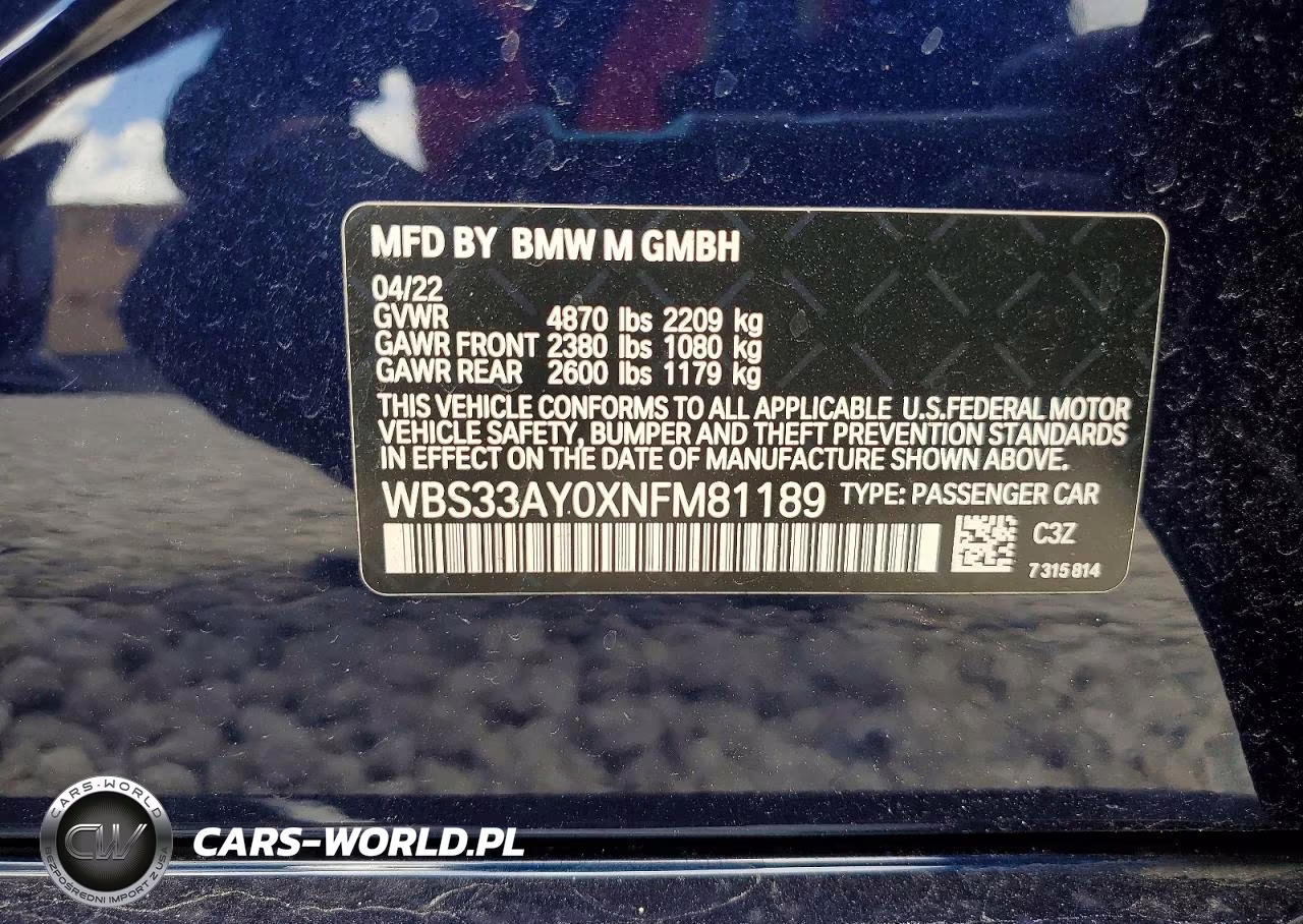 2022 BMW M3 Competition VIN:WBS33AY0XNFM81189 - 12