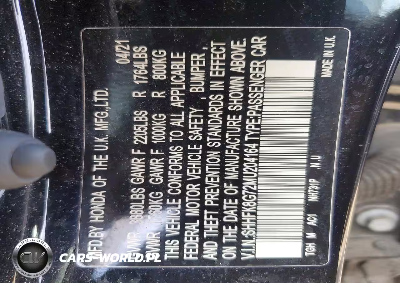 2021 Honda Civic Type-R Touring VIN:SHHFK8G72MU204164 - 12