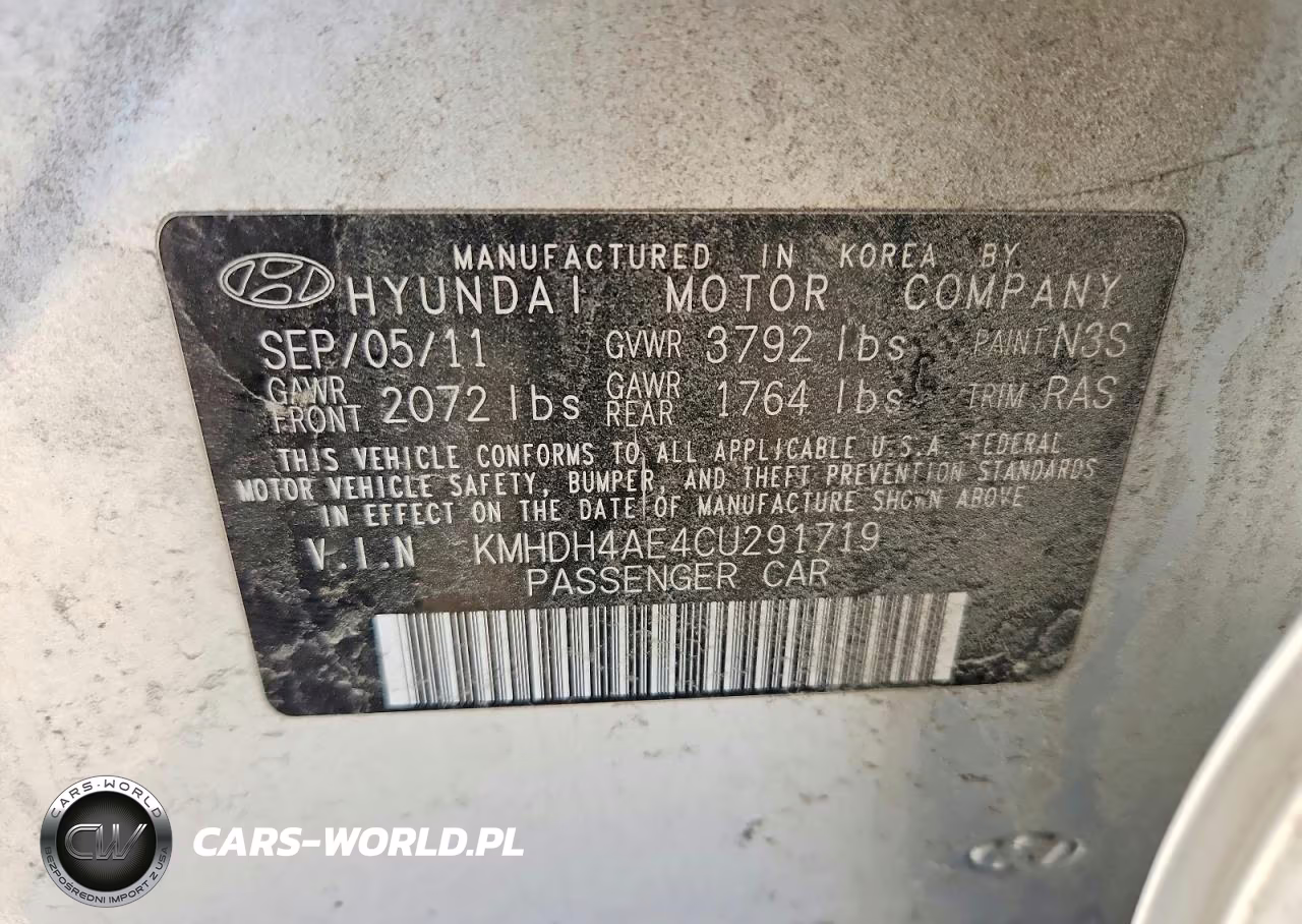 2012 Hyundai Elantra Limited VIN:KMHDH4AE4CU291719 - 12