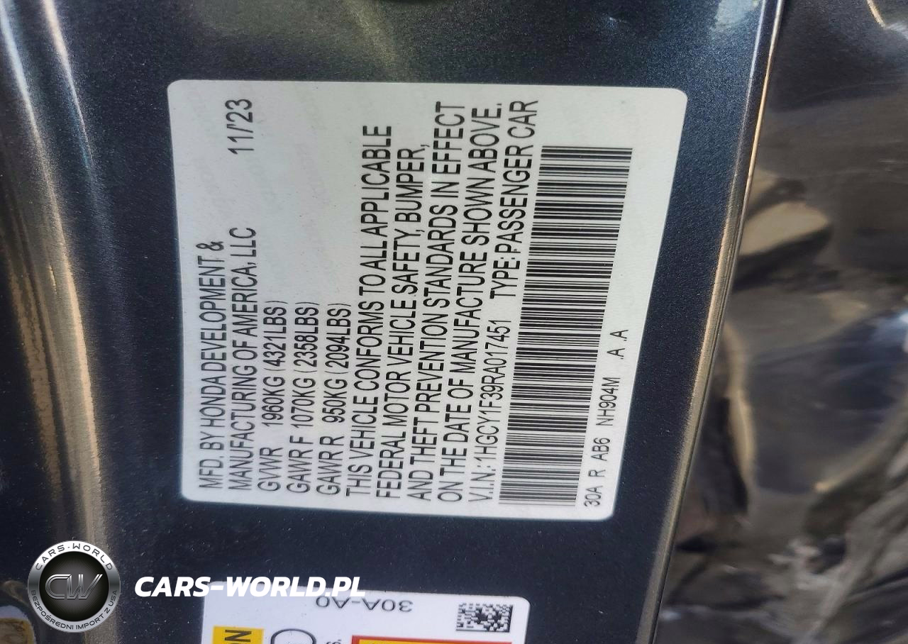 2024 Honda Accord Ex VIN:1HGCY1F39RA017451 - 13
