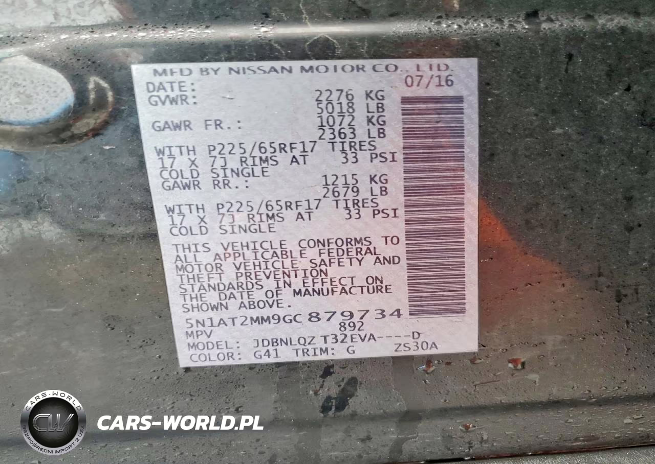 2016 Nissan Rogue Sv VIN:5N1AT2MM9GC879734 - 14