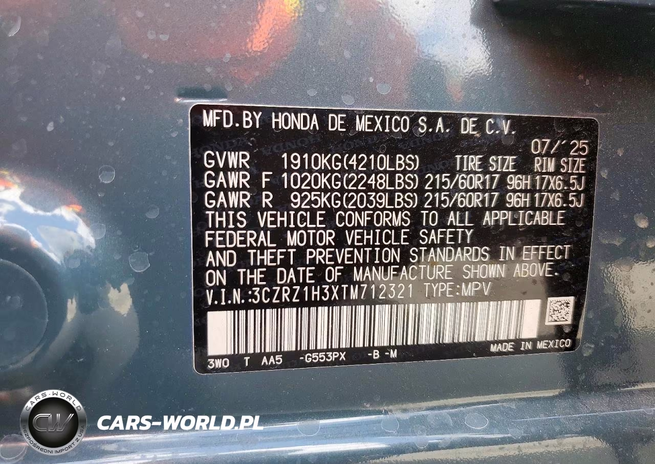 2026 Honda Hr-V Lx VIN:3CZRZ1H3XTM712321 - 13