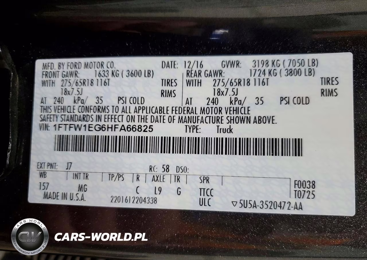 2017 Ford F150 Supercrew VIN:1FTFW1EG6HFA66825 - 12