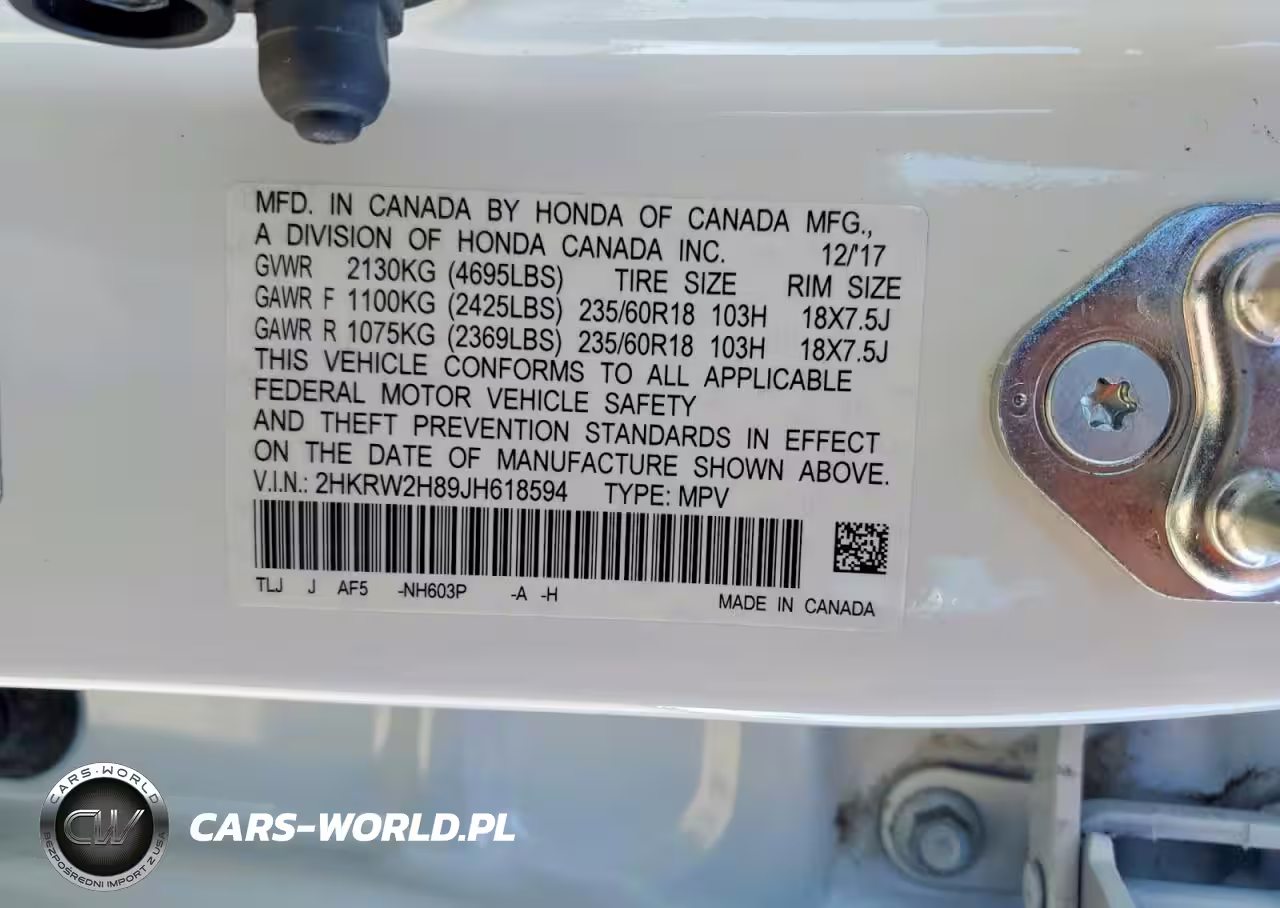 2018 Honda Cr-V Exl VIN:2HKRW2H89JH618594 - 13