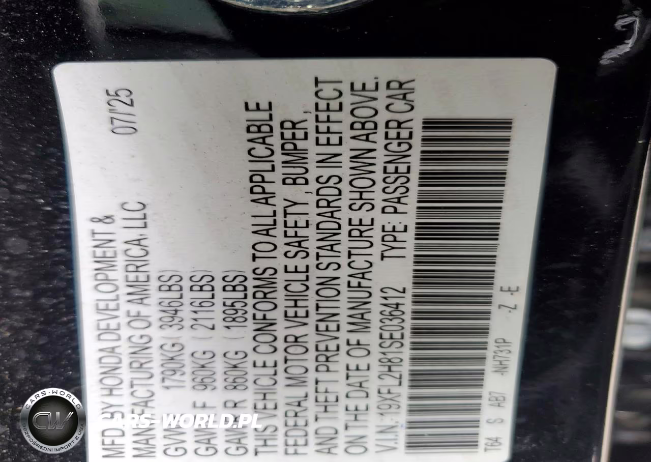 2025 Honda Civic Sport VIN:19XFL2H81SE036412 - 12