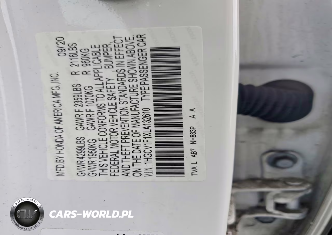 2020 Honda Accord Lx VIN:1HGCV1F1XLA132610 - 12