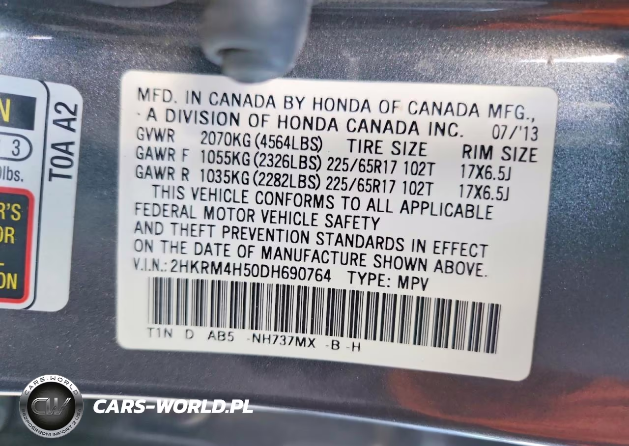 2013 Honda Cr-V Ex VIN:2HKRM4H50DH690764 - 13