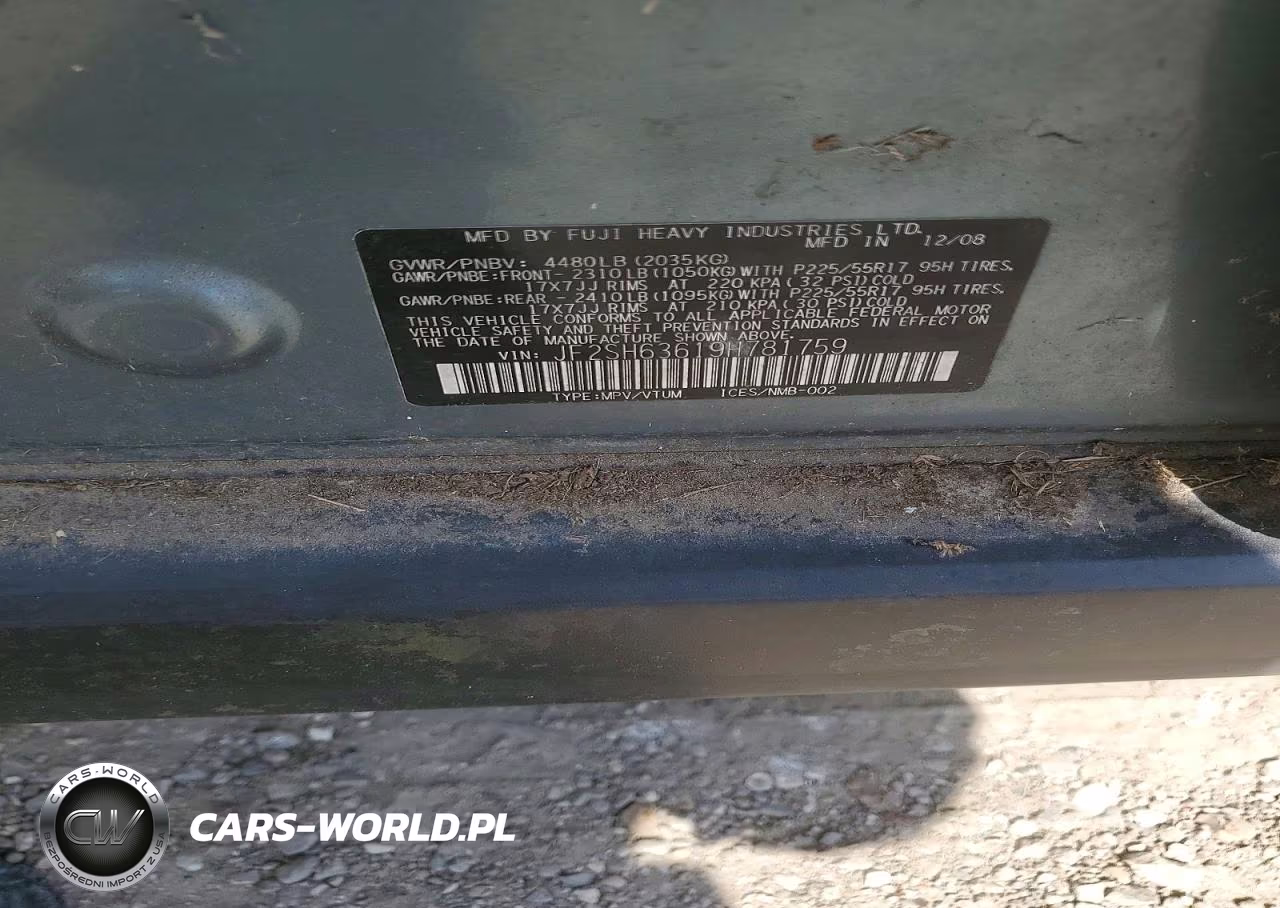 2009 Subaru Forester 2.5X Premium VIN:JF2SH63619H781759 - 12