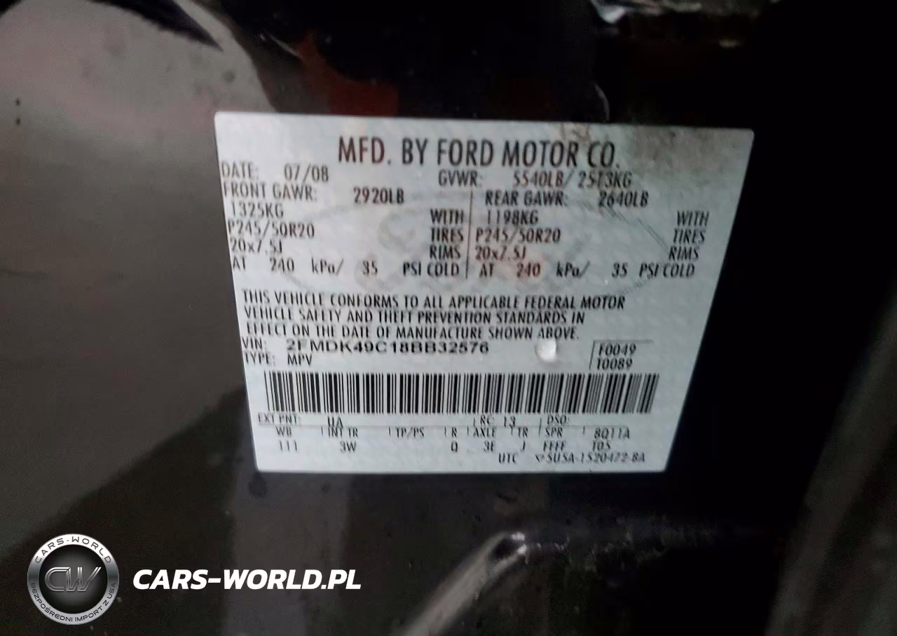2008 Ford Edge Limited VIN:2FMDK49C18BB32576 - 13