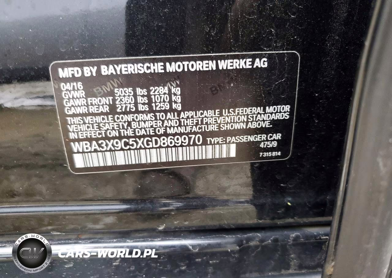 2016 BMW 335 Xigt VIN:WBA3X9C5XGD869970 - 12