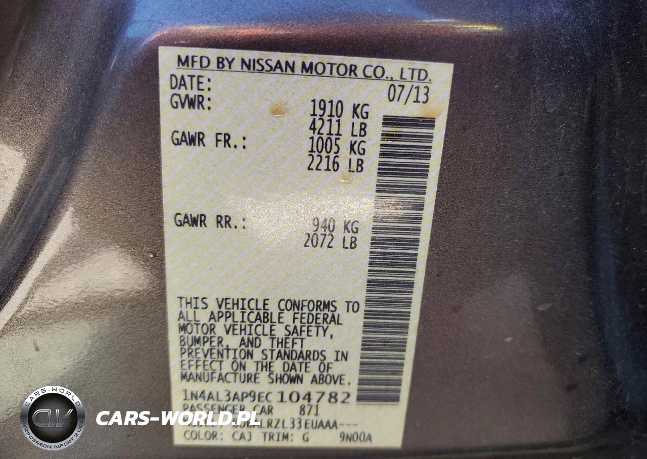 NISSAN ALTIMA 2.5 VIN:1N4AL3AP9EC104782 - 13