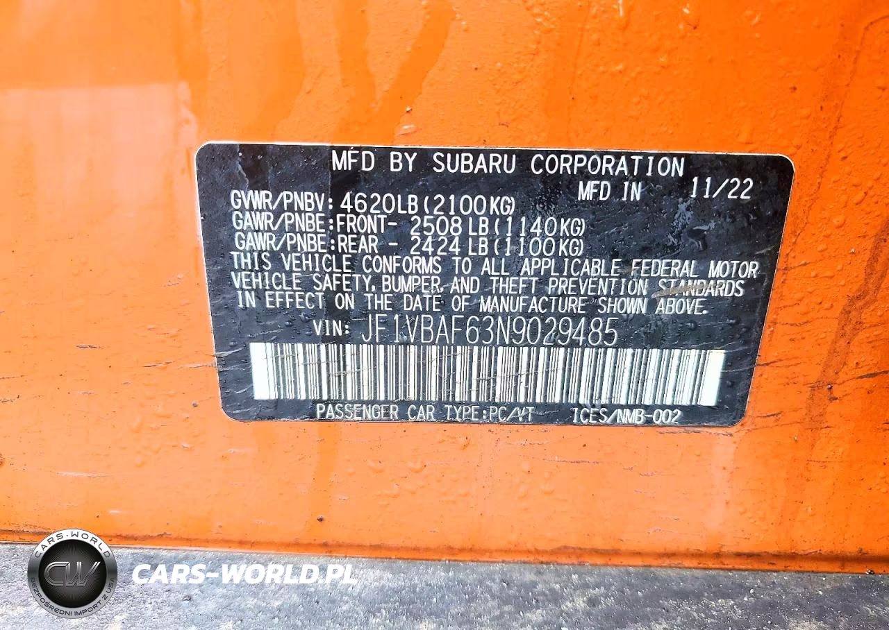 2022 Subaru Wrx Premium VIN:JF1VBAF63N9029485 - 13