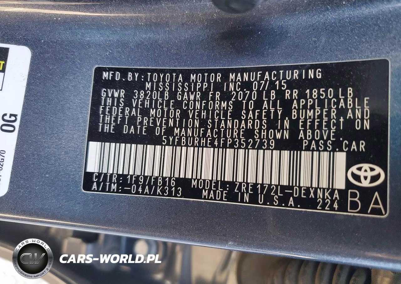 2015 Toyota Corolla Le VIN:5YFBURHE4FP352739 - 13