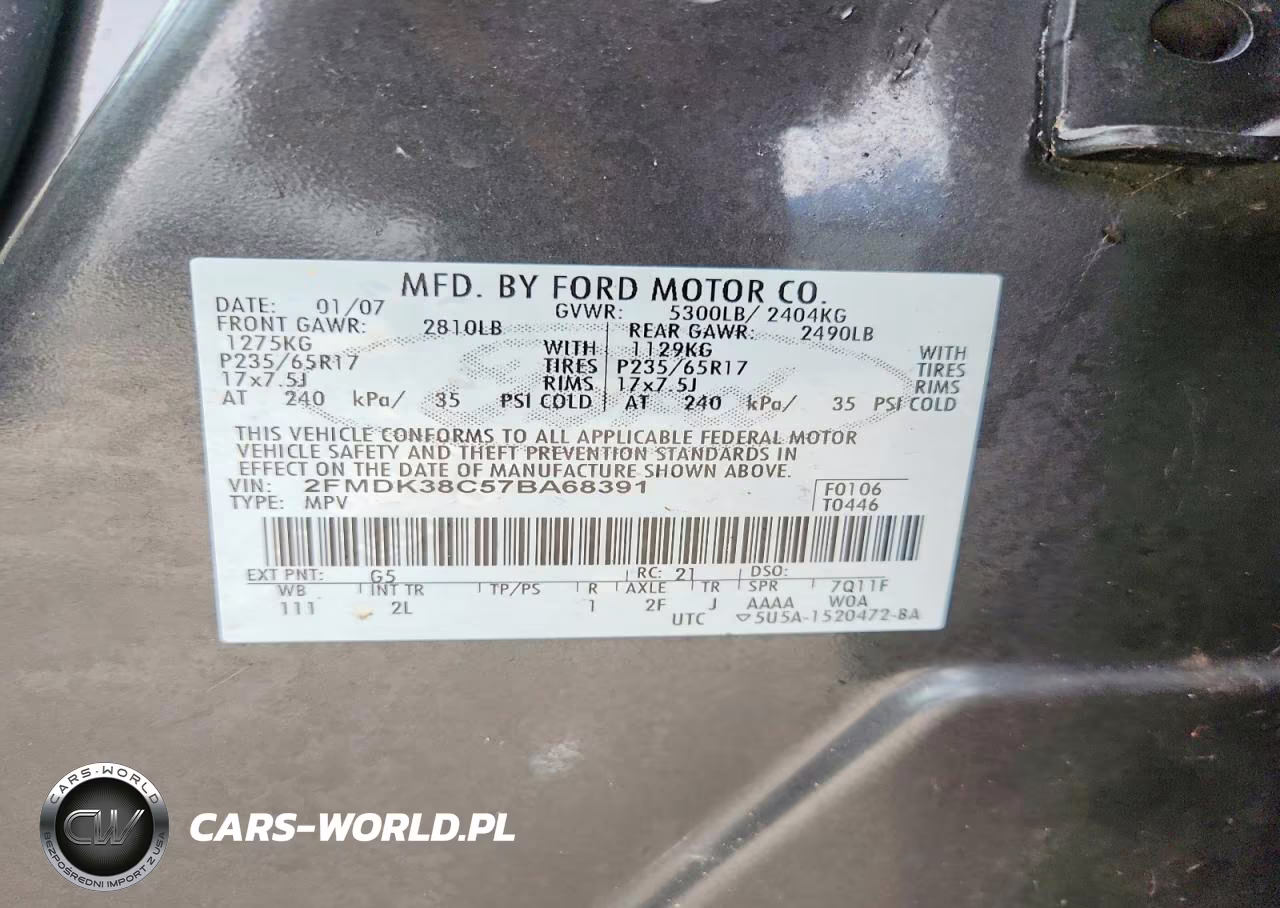 2007 Ford Edge Sel VIN:2FMDK38C57BA68391 - 13