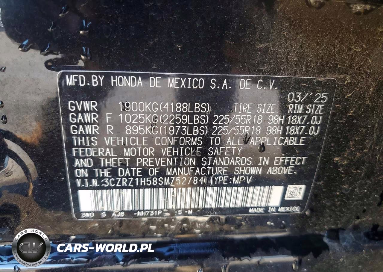 2025 Honda Hr-V Sport VIN:3CZRZ1H58SM752784 - 14