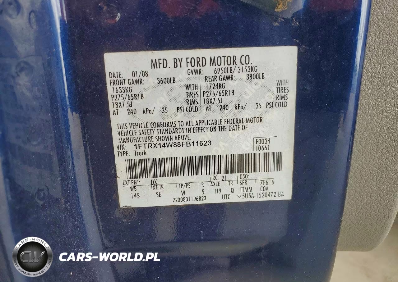 2008 Ford F150 VIN:1FTRX14W88FB11623 - 12