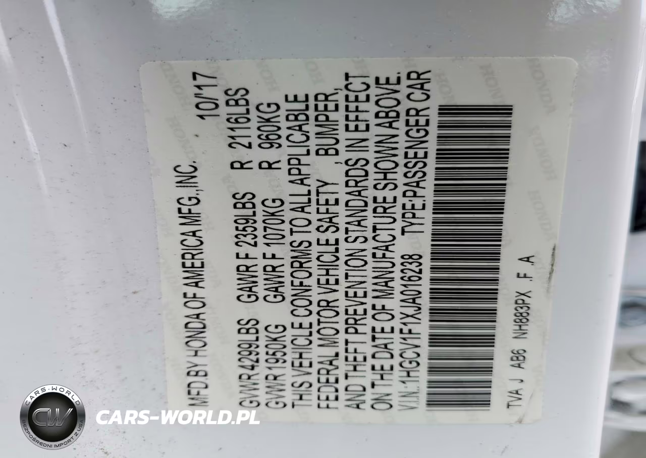 2018 Honda Accord Lx VIN:1HGCV1F1XJA016238 - 12