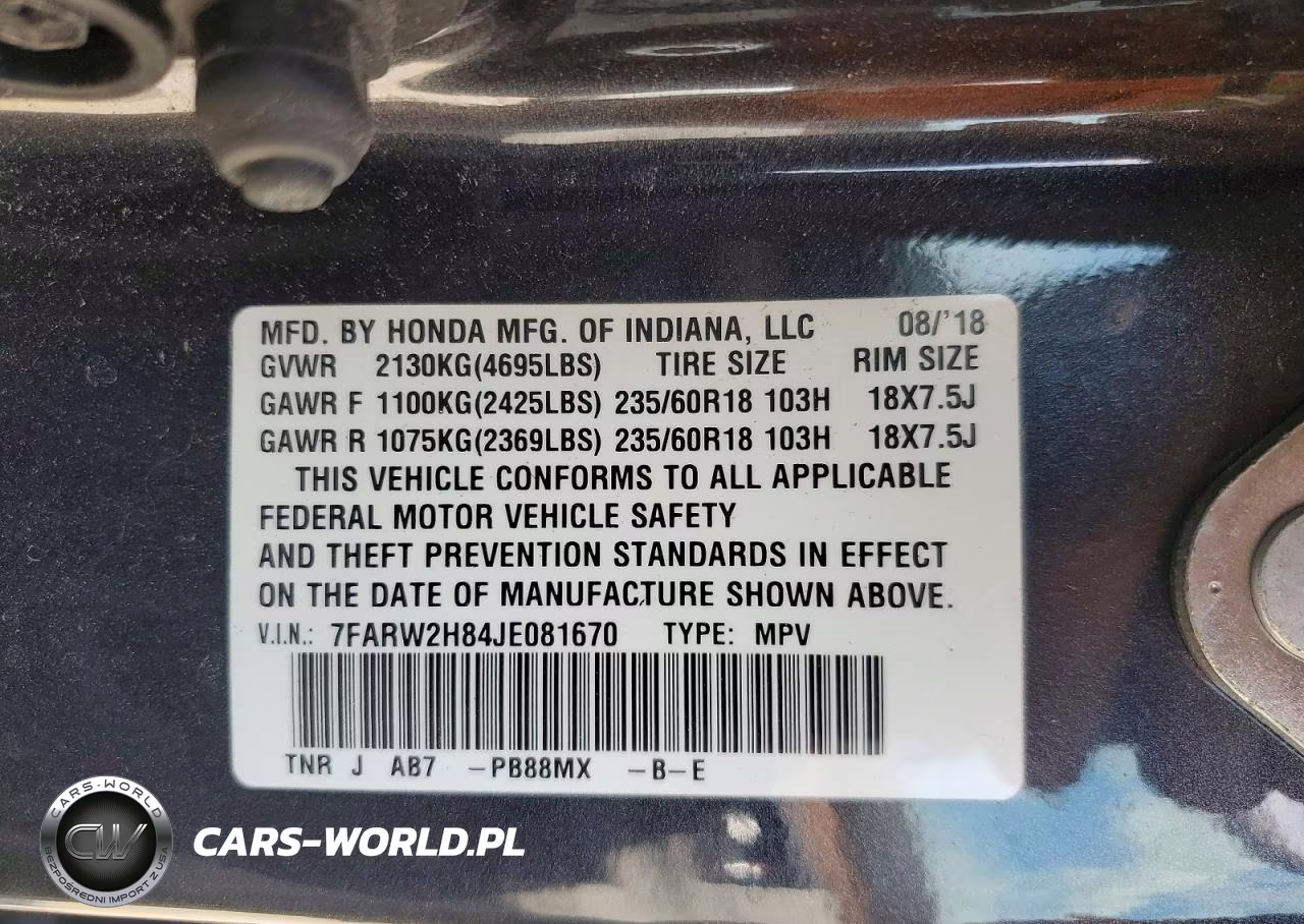 2018 Honda Cr-V Exl VIN:7FARW2H84JE081670 - 14