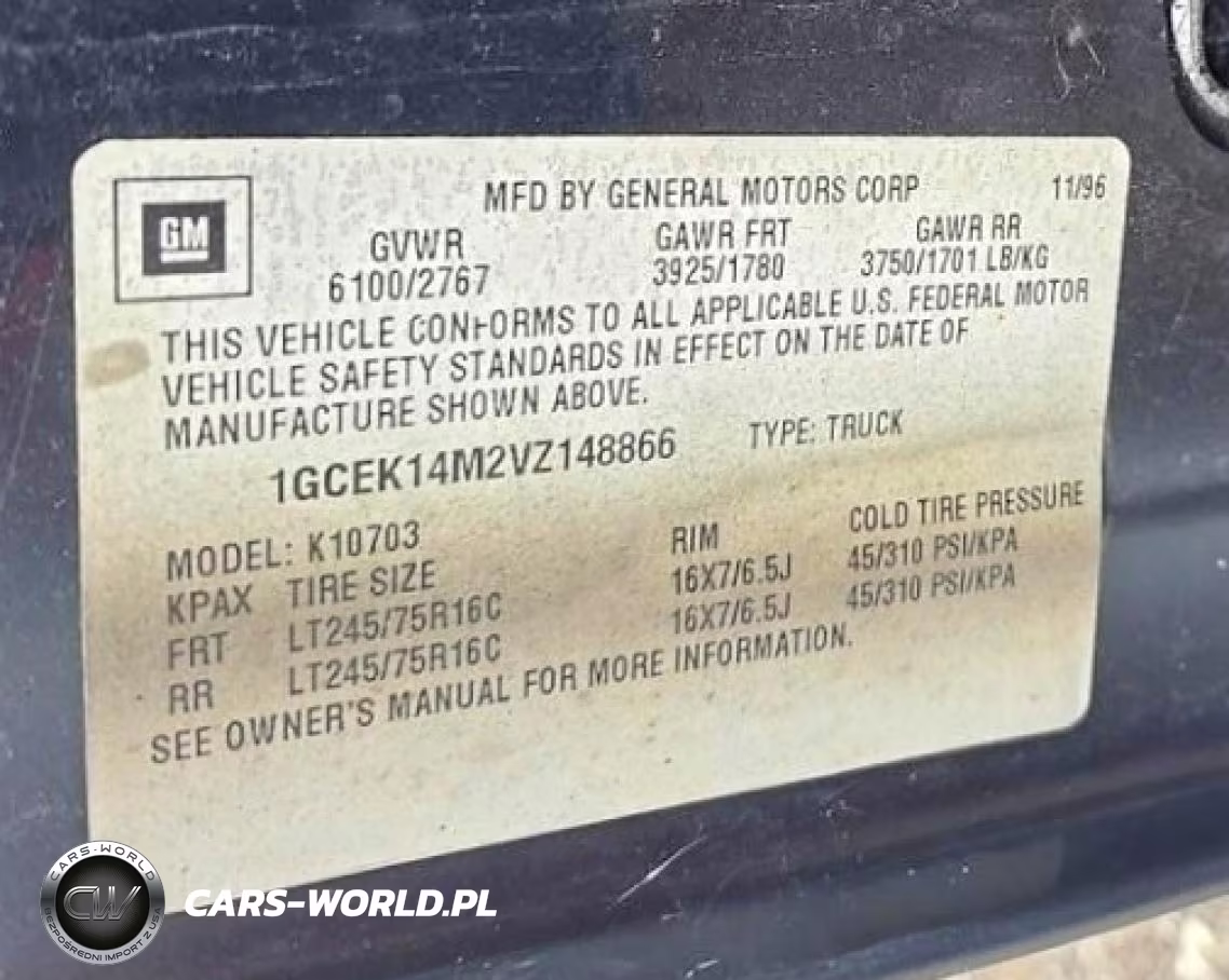 1997 Chevrolet Gmt-400 VIN:1GCEK14M2VZ148866 - 12