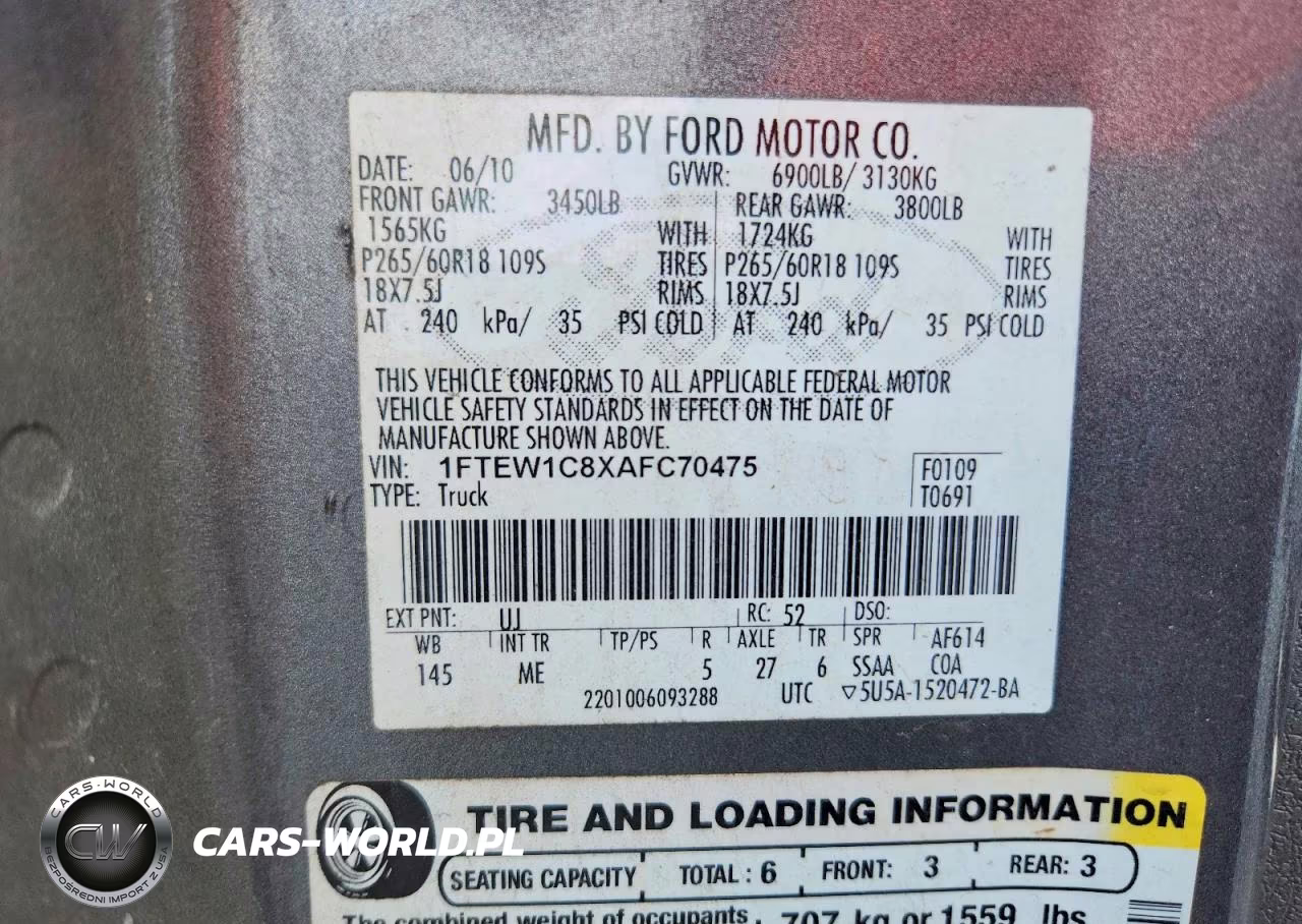 2010 Ford F150 Supercrew VIN:1FTEW1C8XAFC70475 - 12