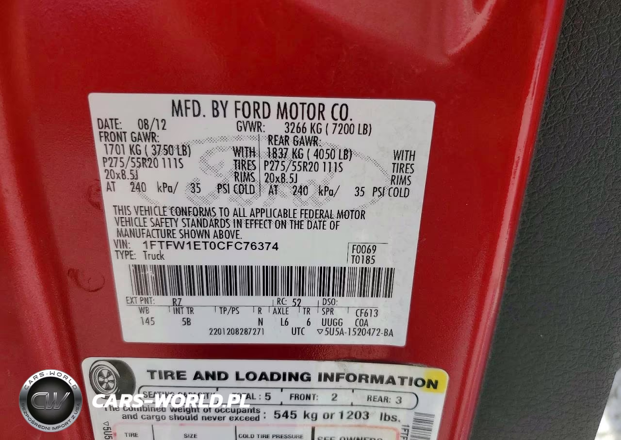 2012 Ford F150 Supercrew VIN:1FTFW1ET0CFC76374 - 12