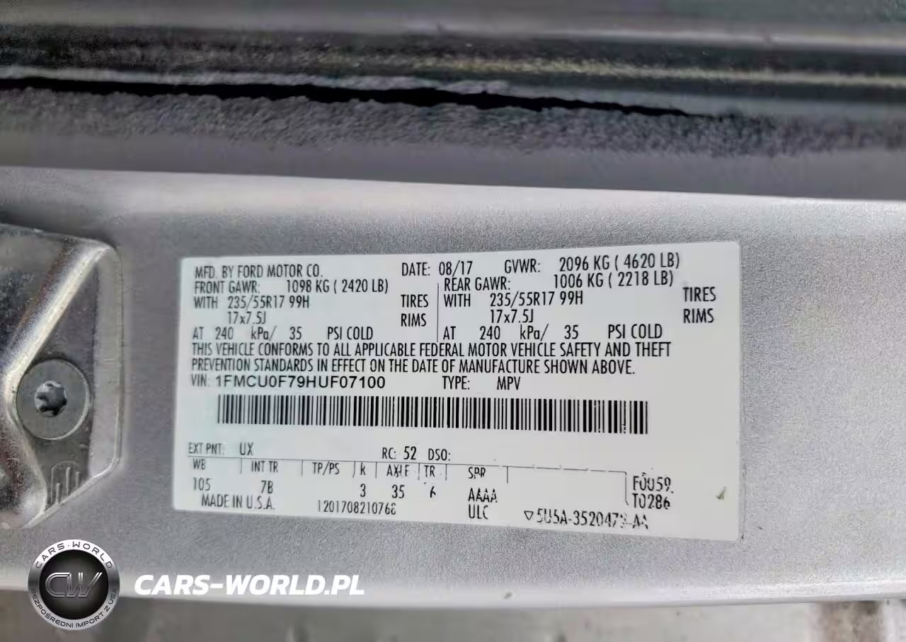 2017 Ford Escape S VIN:1FMCU0F79HUF07100 - 13