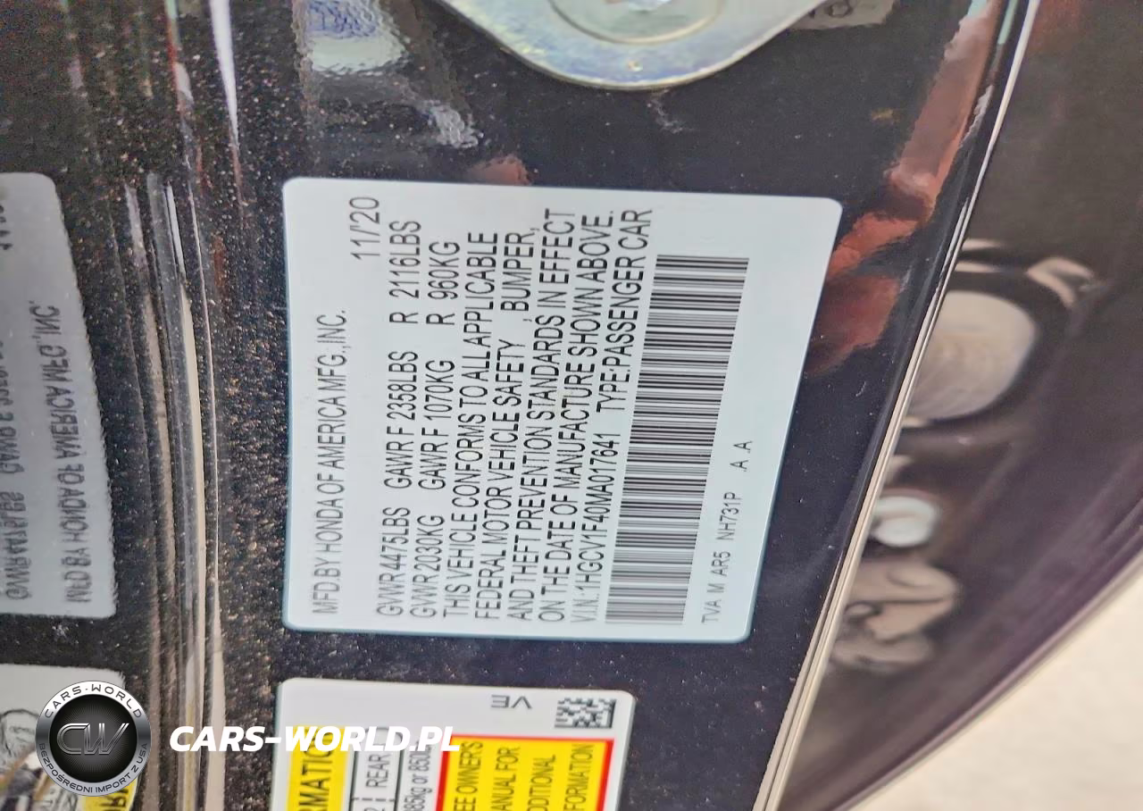 2021 Honda Accord Sport Se VIN:1HGCV1F40MA017641 - 13