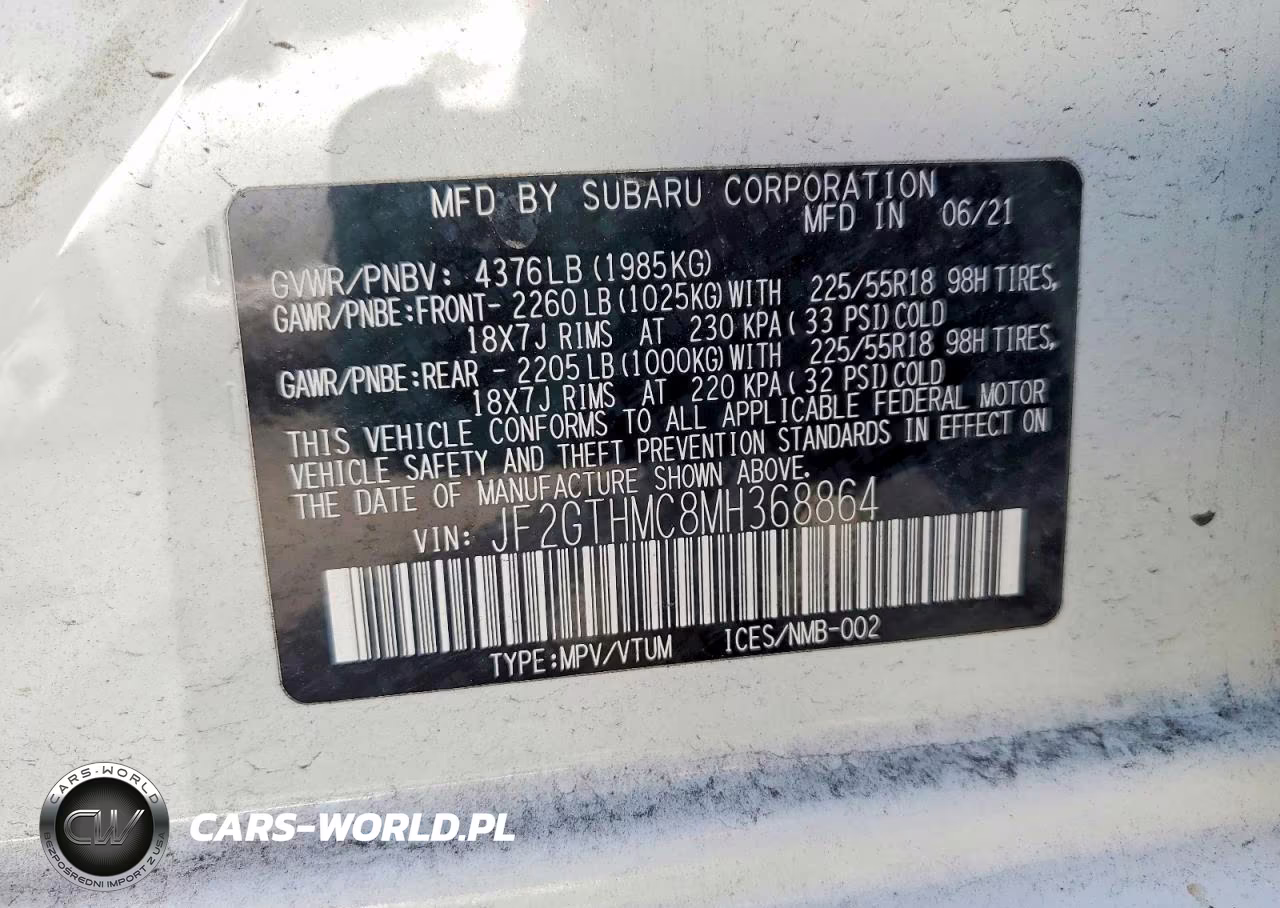 2021 Subaru Crosstrek Limited VIN:JF2GTHMC8MH368864 - 12