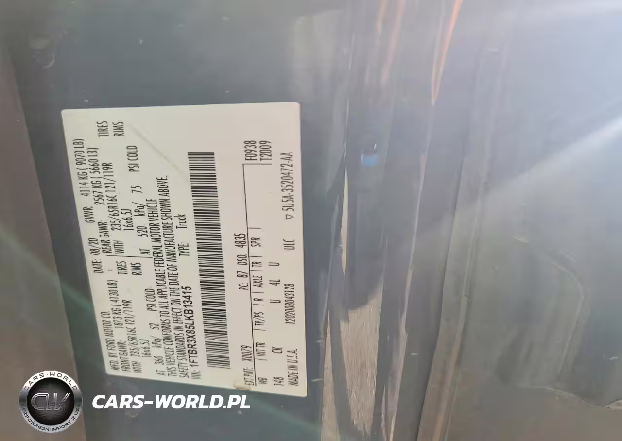 2020 Ford Transit 250 Delivery Van VIN:1FTBR3X85LKB13415 - 13