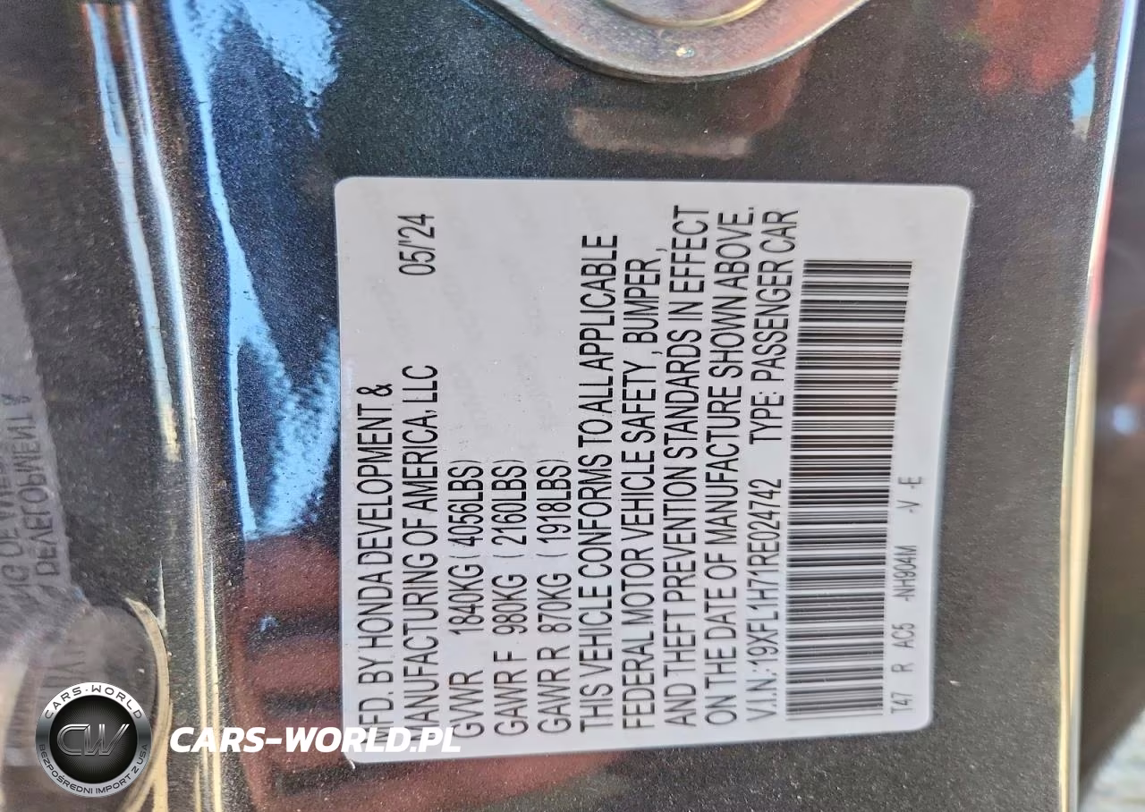 2024 Honda Civic Exl VIN:19XFL1H71RE024742 - 12