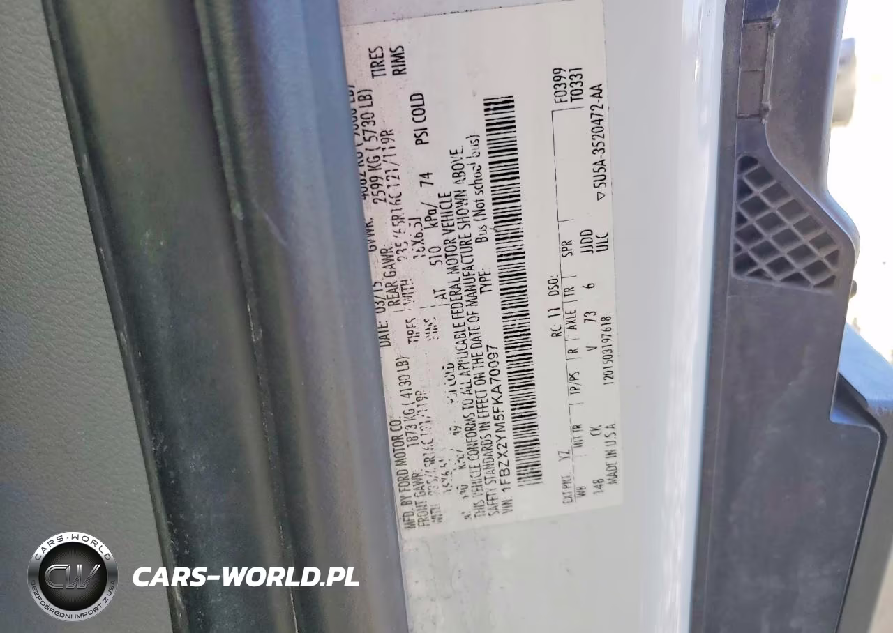 2015 Ford Transit T-350 VIN:1FBZX2YM5FKA70097 - 13