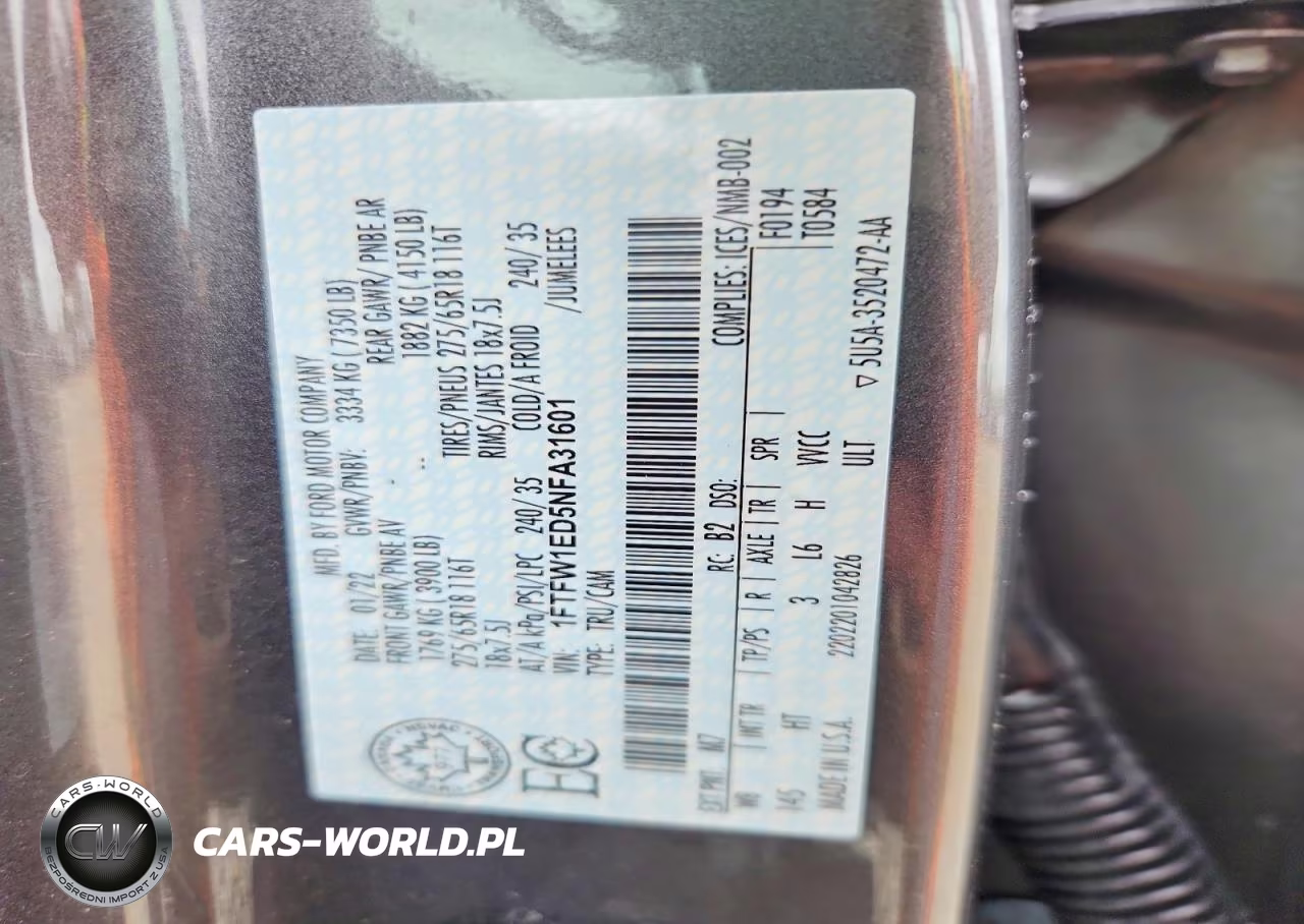 2022 Ford F150 Supercrew VIN:1FTFW1ED5NFA31601 - 12