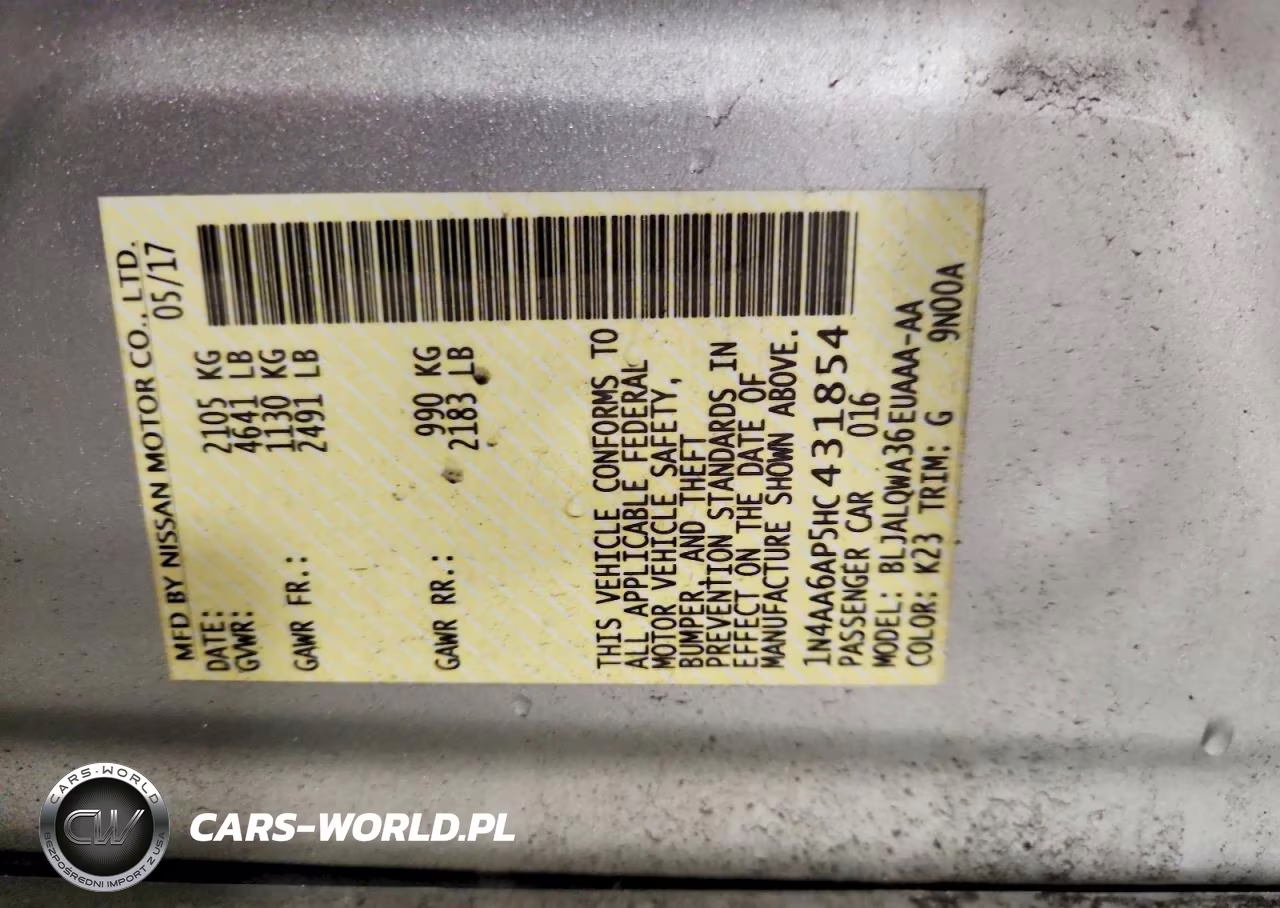 2017 Nissan Maxima 3.5 S VIN:1N4AA6AP5HC431854 - 12
