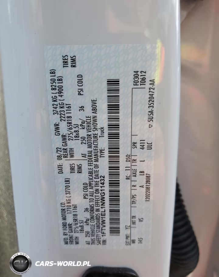 2022 Ford F150 Lightning Pro VIN:1FTVW1EL1NWG11432 - 12