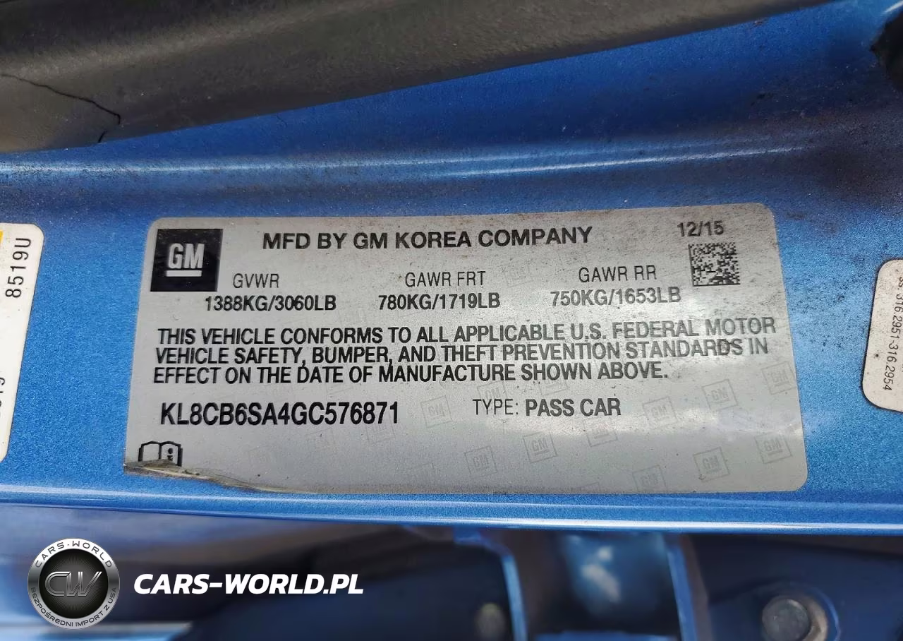 2016 Chevrolet Spark Ls VIN:KL8CB6SA4GC576871 - 12