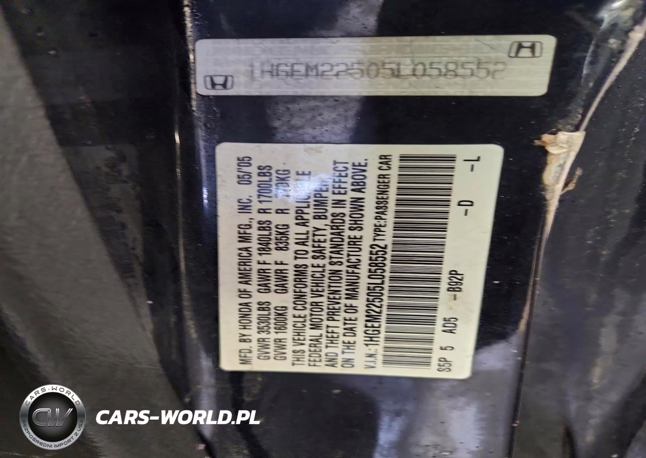 2005 Honda Civic VIN:1HGEM22505L058552 - 12