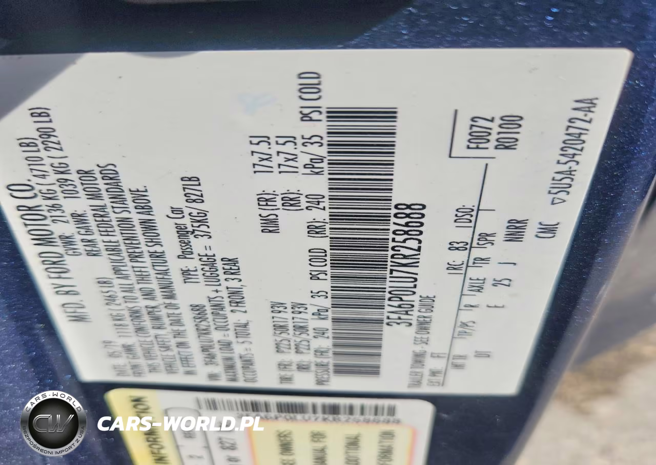 2019 Ford Fusion Se VIN:3FA6P0LU7KR258688 - 12