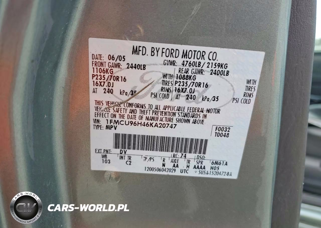 2006 Ford Escape Hev VIN:1FMCU96H46KA20747 - 13