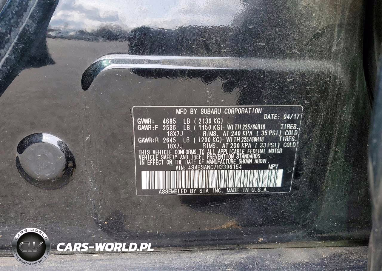 2017 Subaru Outback 2.5I Limited VIN:4S4BSANC7H3396154 - 13