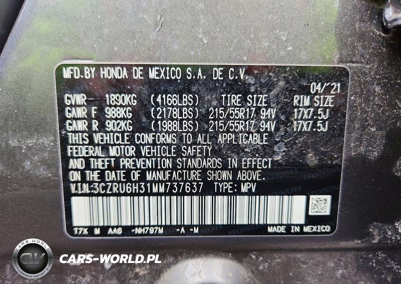2021 Honda Hr-V Lx VIN:3CZRU6H31MM737637 - 13