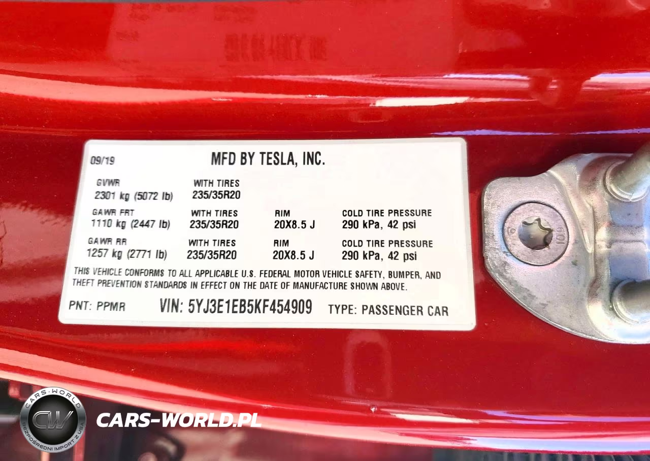 2019 Tesla Model 3 VIN:5YJ3E1EB5KF454909 - 13